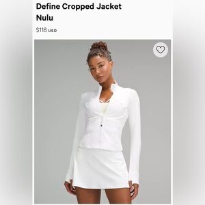 Lululemon cropped define jacket nulu - bone size 2